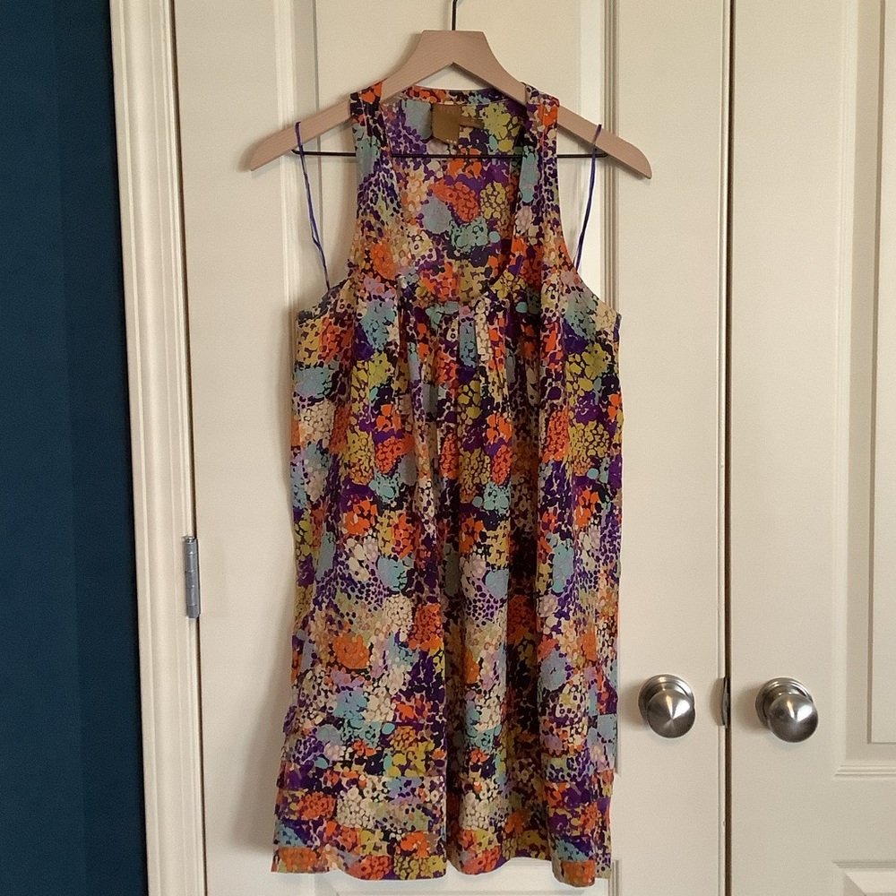 Ali Ro Racerback Multicolor Silk Print Minidress 10